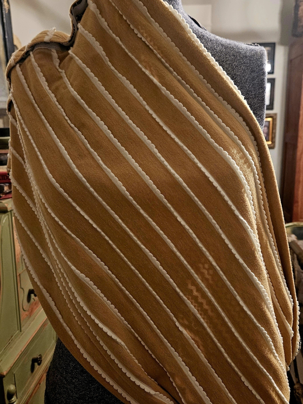 Elegant Tan & Cream Striped Wrap Scarf